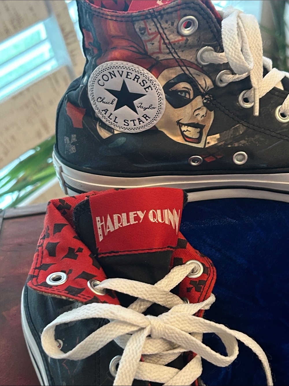 Converse Black/Red Harley Quinn Graphic High Top Sneakers❤️ - Picture 2 of 12